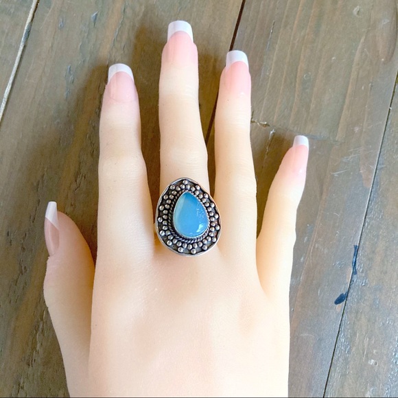Blue Chalcedony Silver Ring Size 9.5 New - Picture 9 of 13
